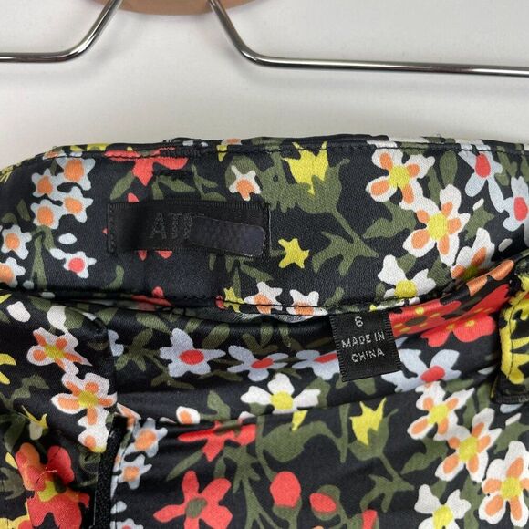 ATM Anthony Thomas Melillo Satin Floral Print High Rise Pleat Shorts Black 6 - Picture 5 of 10